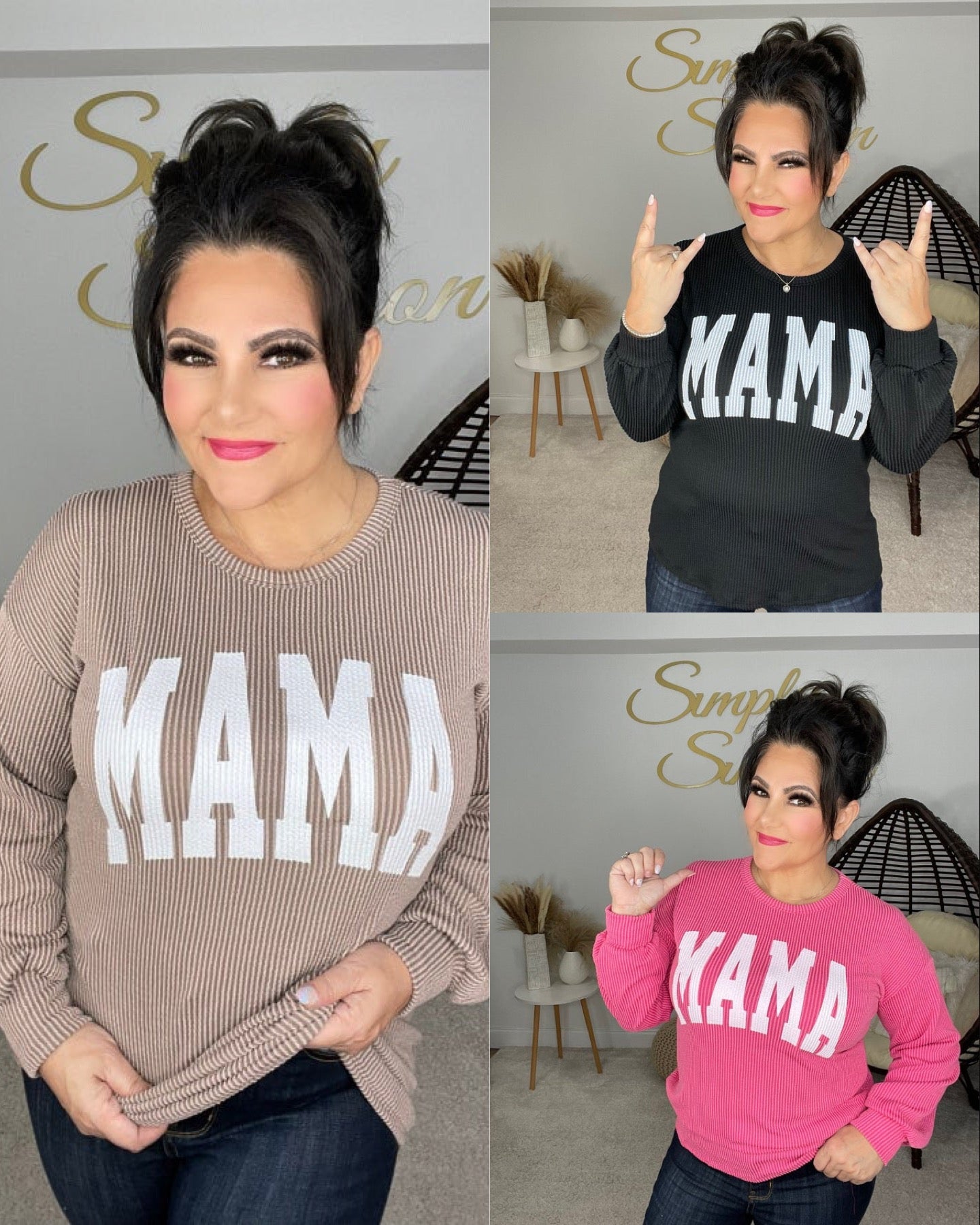 Mama Corded Sweatshirt-160 Sweatshirts- Simply Simpson's Boutique is a Women's Online Fashion Boutique Located in Jupiter, Florida