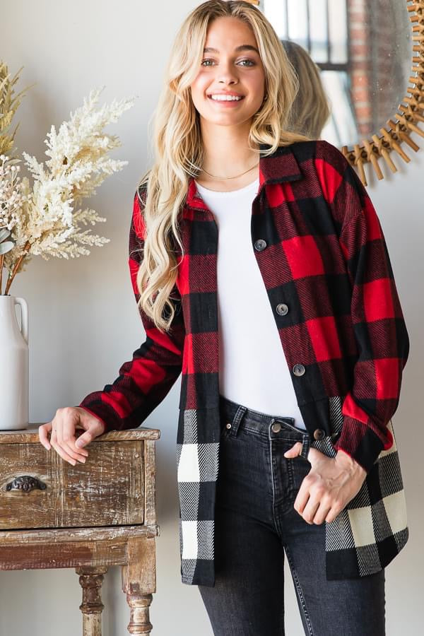 Festival Weather Stretchy Plaid Button Down-110 Long Sleeves- Simply Simpson's Boutique is a Women's Online Fashion Boutique Located in Jupiter, Florida