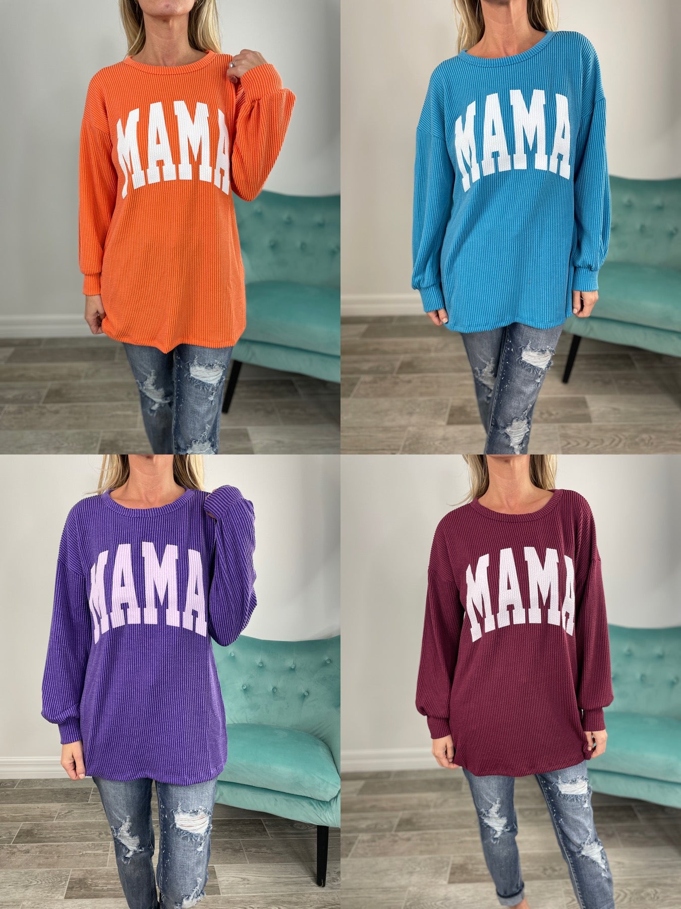 Mama Corded Sweatshirt-160 Sweatshirts- Simply Simpson's Boutique is a Women's Online Fashion Boutique Located in Jupiter, Florida