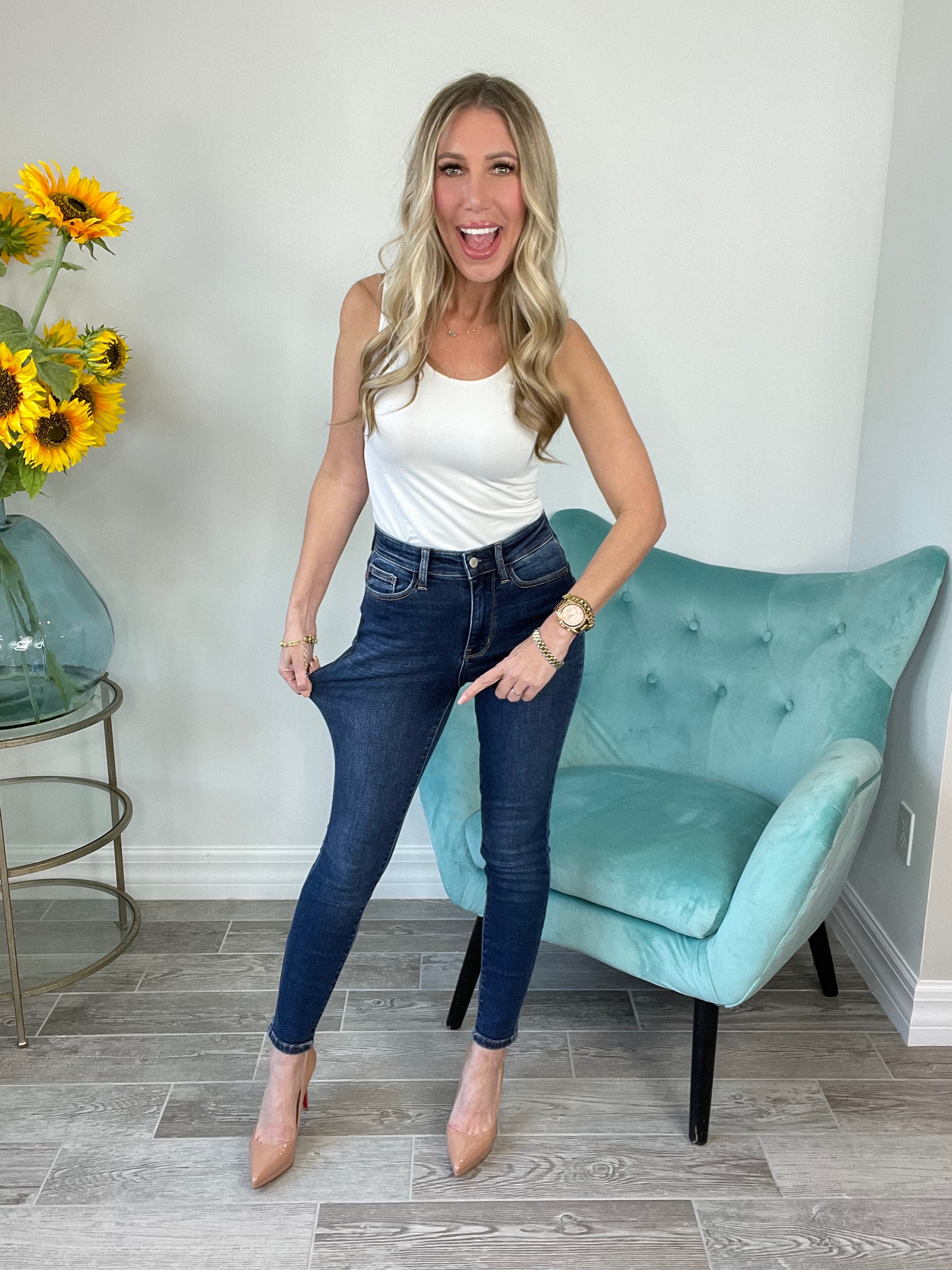 Judy Blue Lovely Night High Rise Thermal Skinny Jeans-200 Jeans- Simply Simpson's Boutique is a Women's Online Fashion Boutique Located in Jupiter, Florida