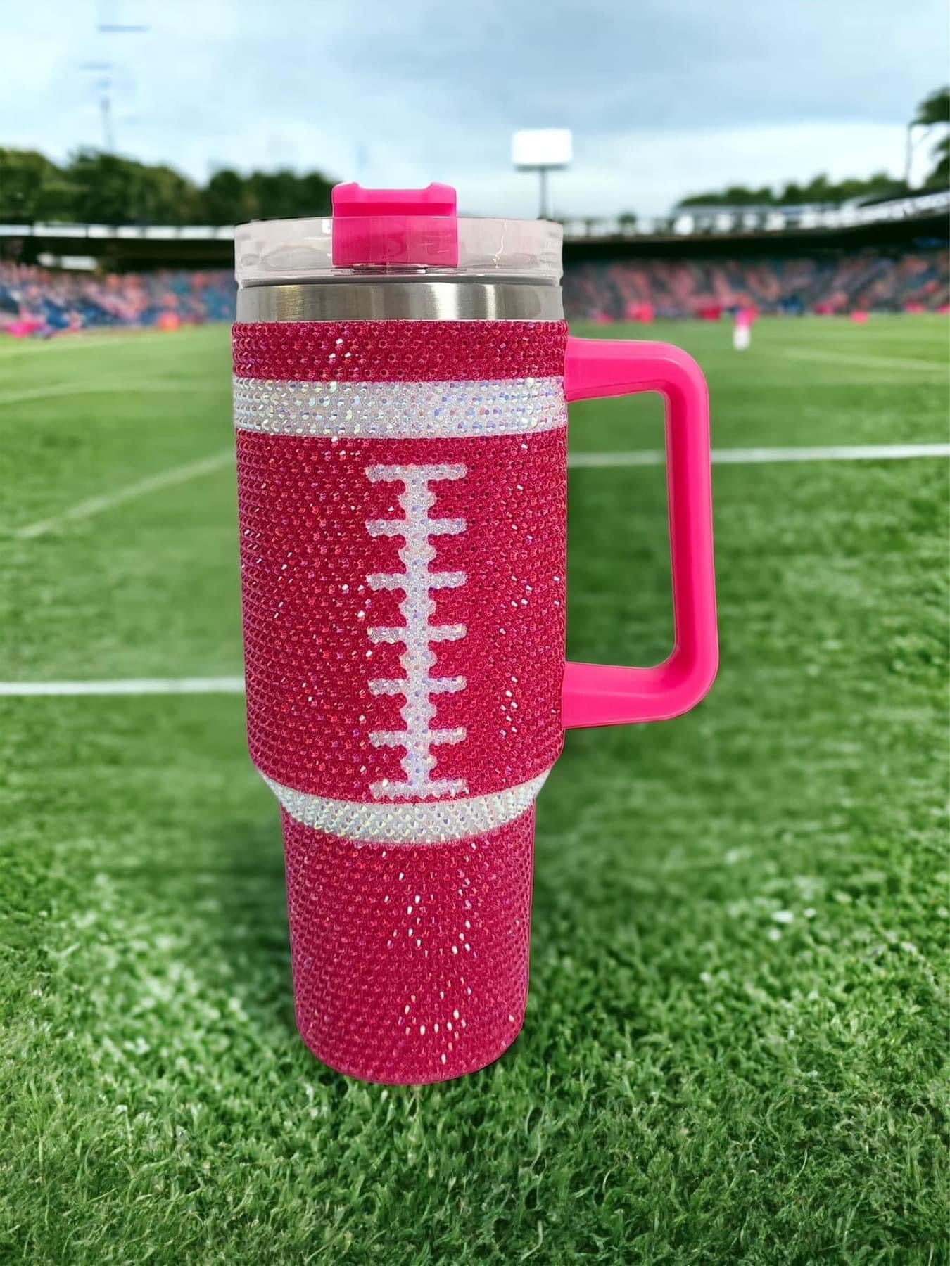 40oz Bling Football Tumblers-290 Home/Gift- Simply Simpson's Boutique is a Women's Online Fashion Boutique Located in Jupiter, Florida