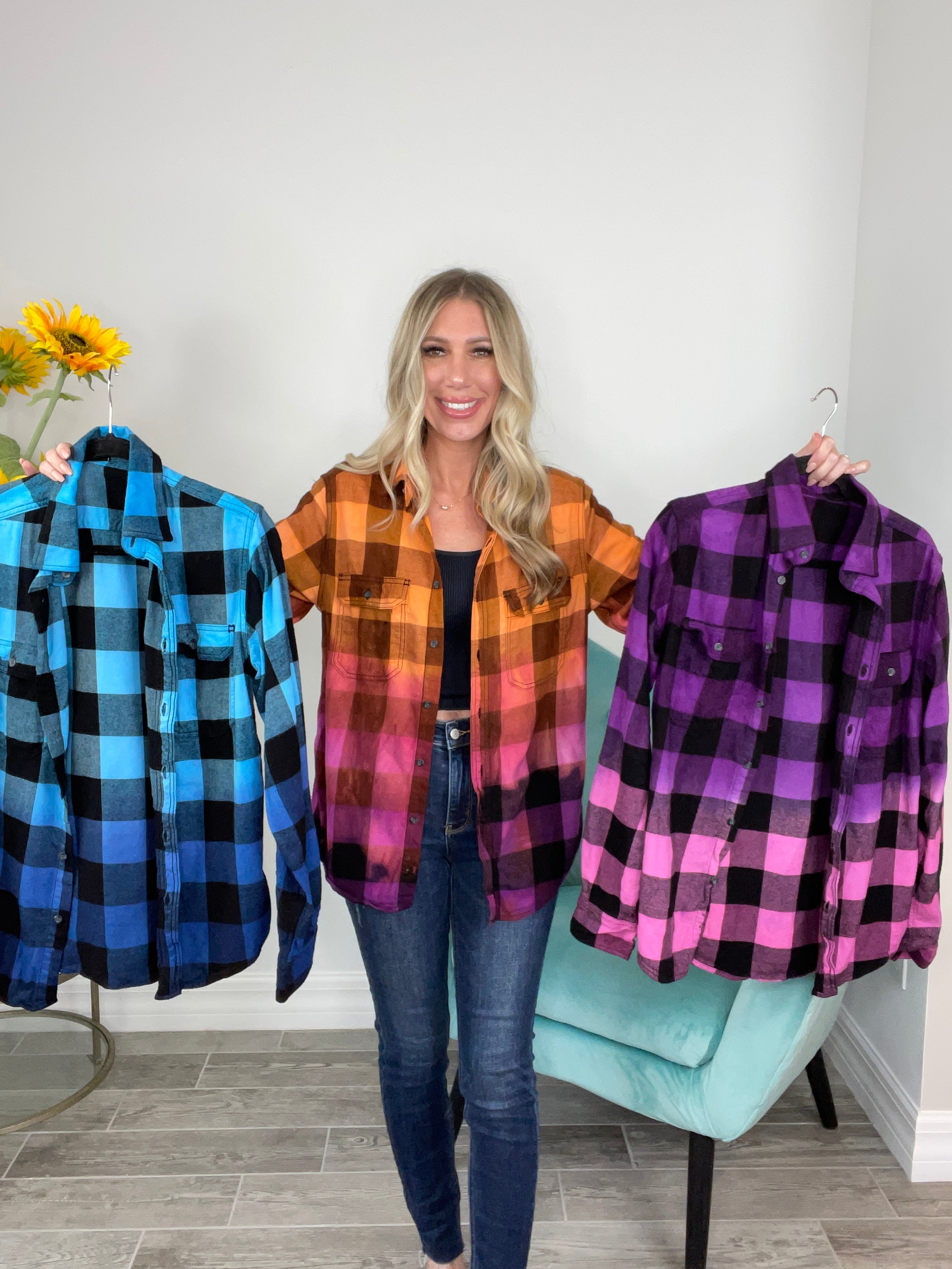 Life of the Party Ombre Flannels-180 Outerwear- Simply Simpson's Boutique is a Women's Online Fashion Boutique Located in Jupiter, Florida