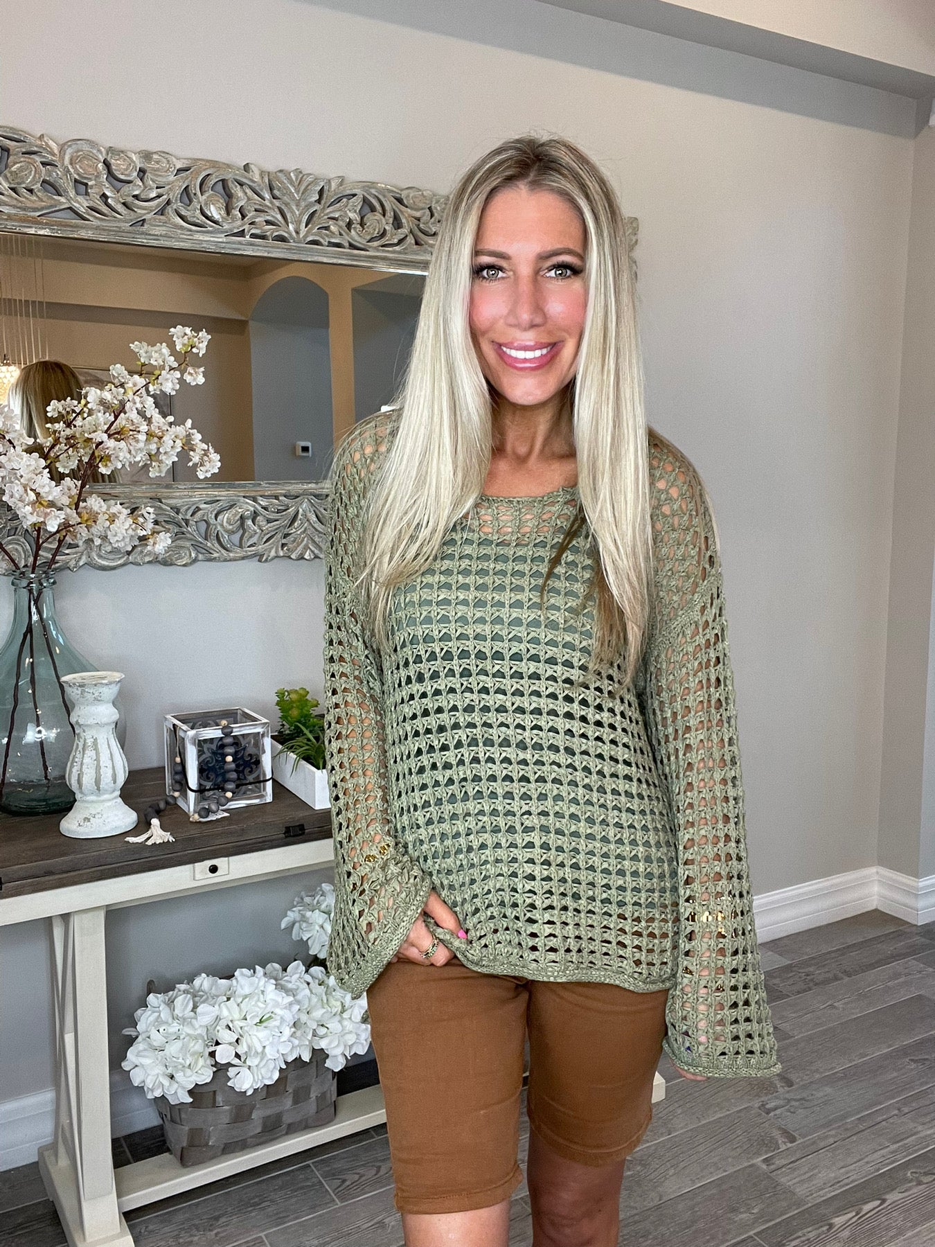 Hearts Desire Open Knit Top-110 Long Sleeves- Simply Simpson's Boutique is a Women's Online Fashion Boutique Located in Jupiter, Florida