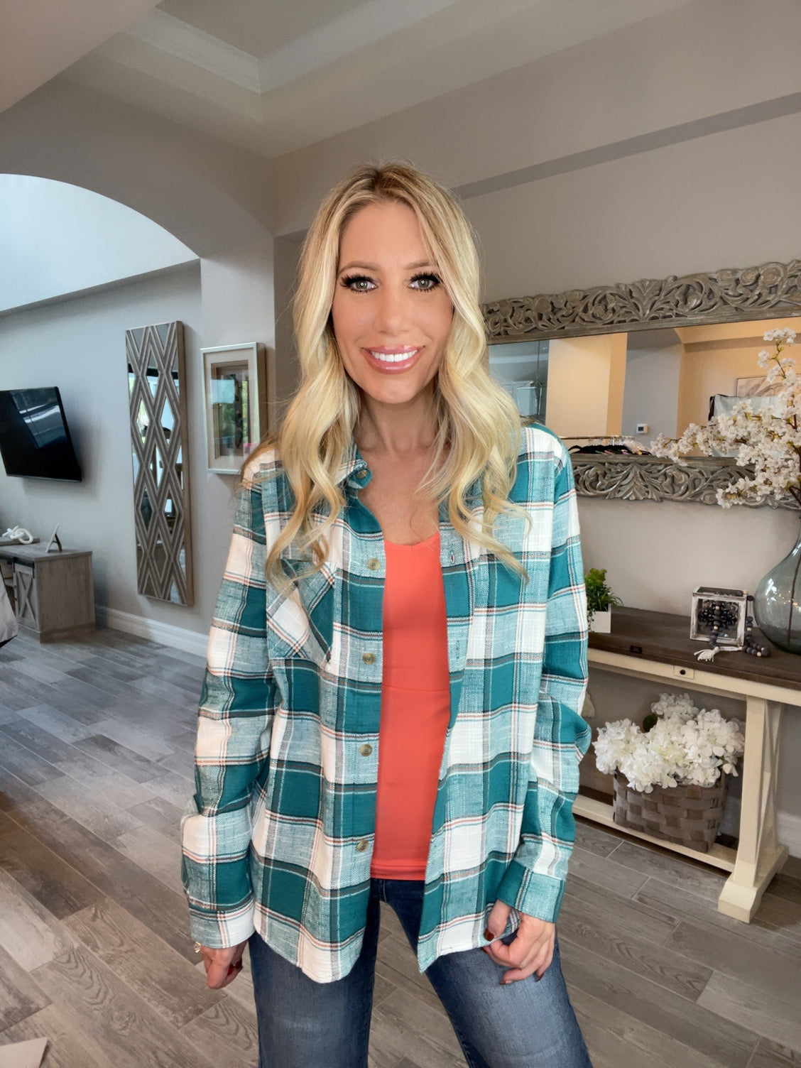 Sunset Skies Flannel-180 Outerwear- Simply Simpson's Boutique is a Women's Online Fashion Boutique Located in Jupiter, Florida