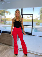 Judy Blue Red Tummy Control Flare Jeans-200 Jeans- Simply Simpson's Boutique is a Women's Online Fashion Boutique Located in Jupiter, Florida