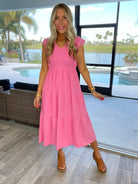 Flutter Sleeve Midi Dress-240 Dresses- Simply Simpson's Boutique is a Women's Online Fashion Boutique Located in Jupiter, Florida