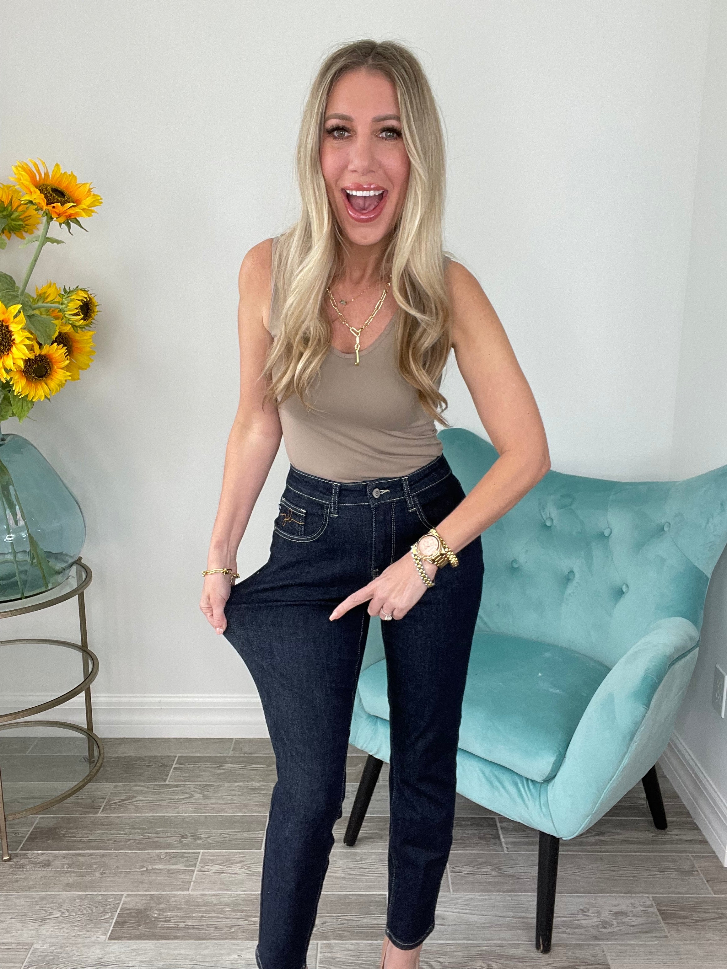 Judy Blue Hot Momma Dark Wash Straight Leg Jeans(Final Sale)-200 Jeans- Simply Simpson's Boutique is a Women's Online Fashion Boutique Located in Jupiter, Florida