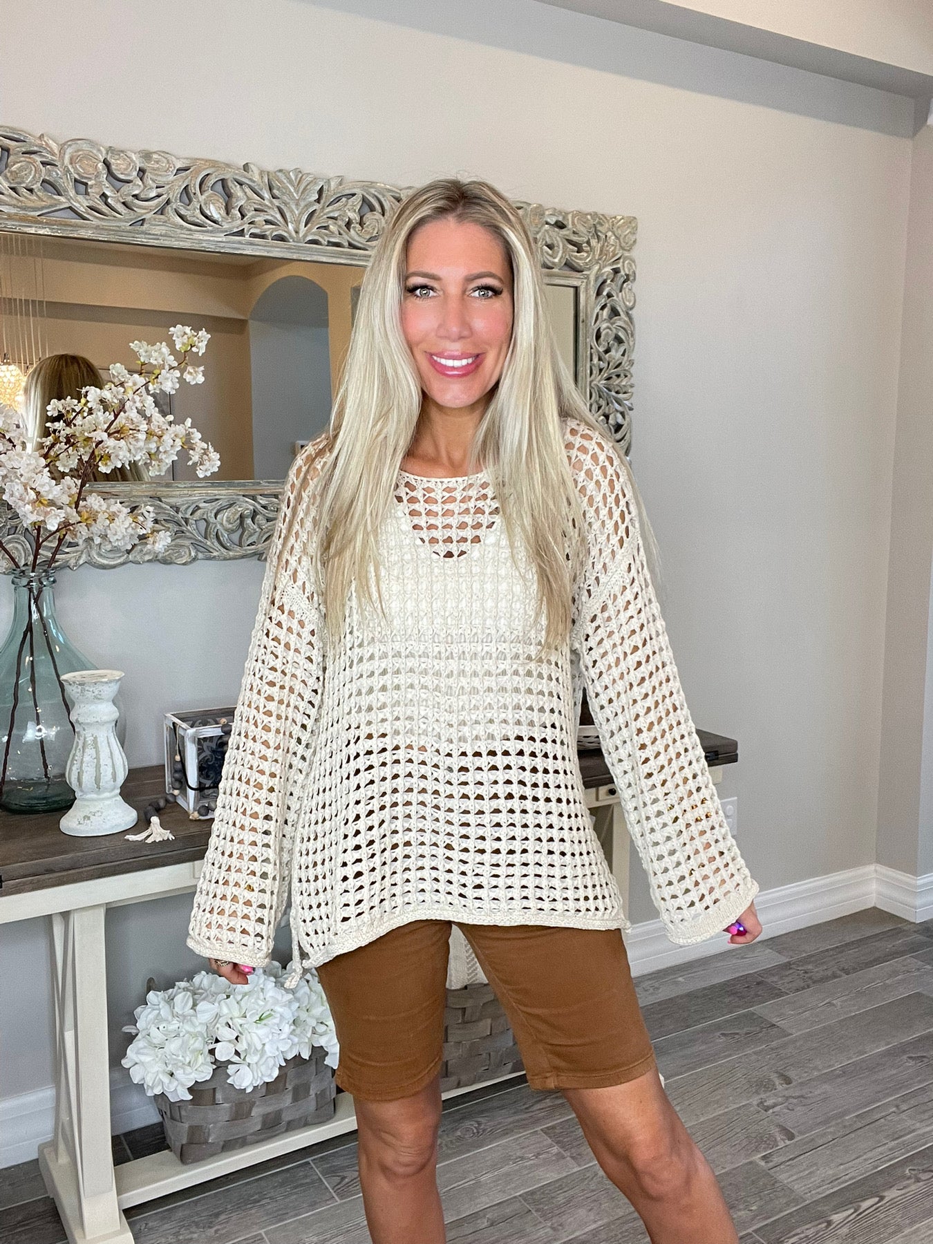 Hearts Desire Open Knit Top-110 Long Sleeves- Simply Simpson's Boutique is a Women's Online Fashion Boutique Located in Jupiter, Florida