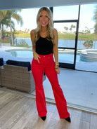 Judy Blue Red Tummy Control Flare Jeans-200 Jeans- Simply Simpson's Boutique is a Women's Online Fashion Boutique Located in Jupiter, Florida