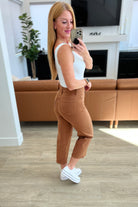 Judy Blue Tummy Control Camel Colored Cropped Wide Leg Jeans-200 Jeans- Simply Simpson's Boutique is a Women's Online Fashion Boutique Located in Jupiter, Florida