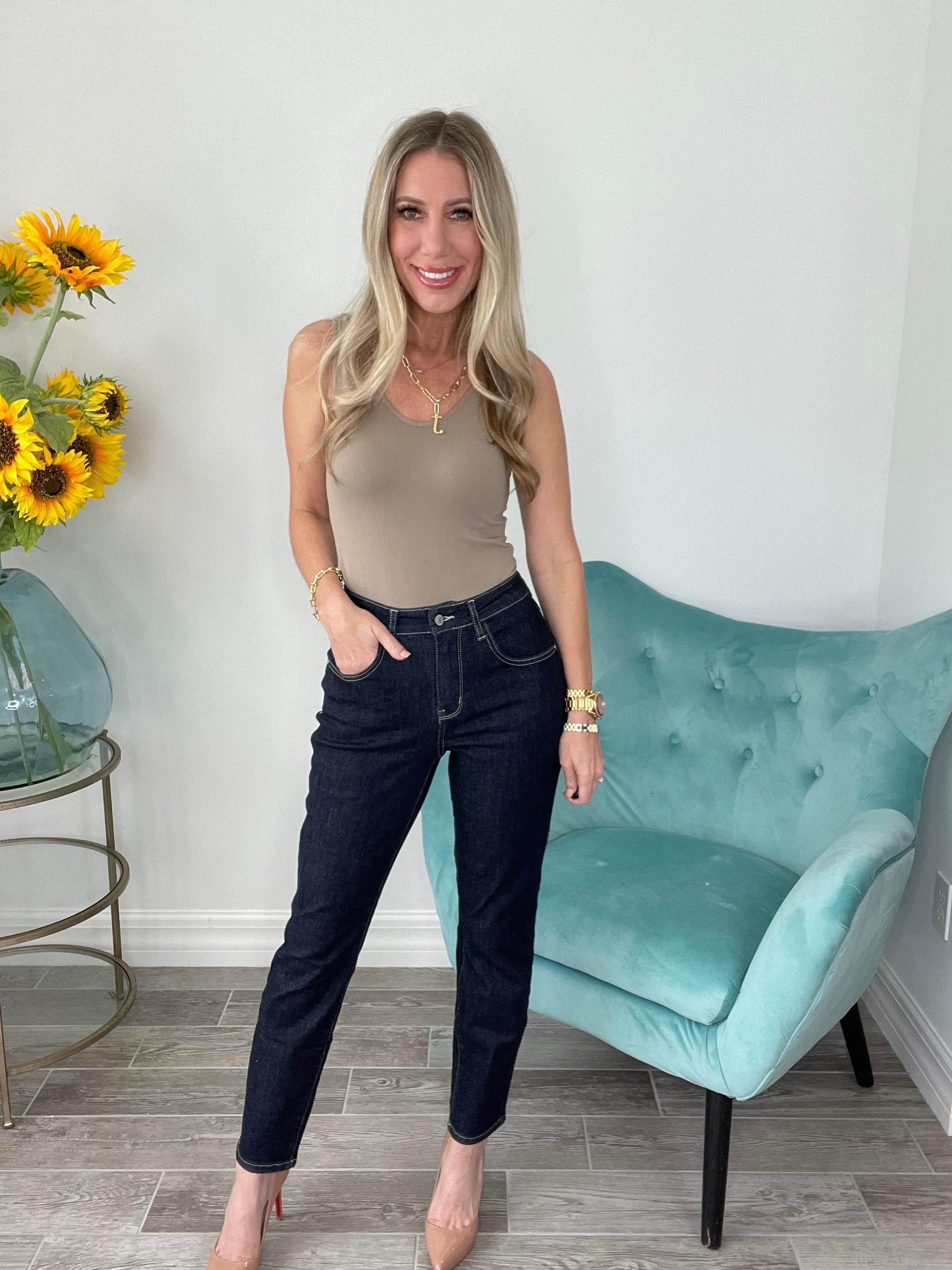 Judy Blue Hot Momma Dark Wash Straight Leg Jeans(Final Sale)-200 Jeans- Simply Simpson's Boutique is a Women's Online Fashion Boutique Located in Jupiter, Florida