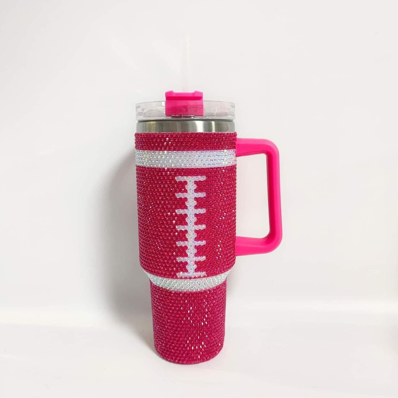 40oz Bling Football Tumblers-290 Home/Gift- Simply Simpson's Boutique is a Women's Online Fashion Boutique Located in Jupiter, Florida