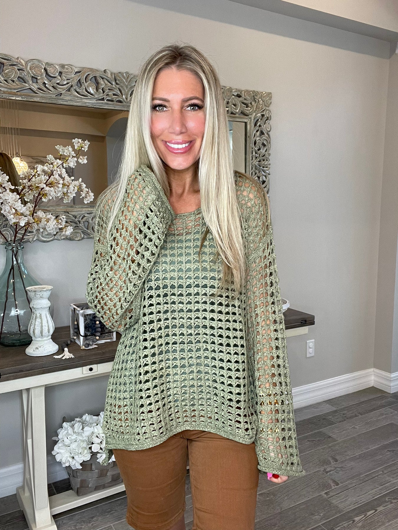 Hearts Desire Open Knit Top-110 Long Sleeves- Simply Simpson's Boutique is a Women's Online Fashion Boutique Located in Jupiter, Florida