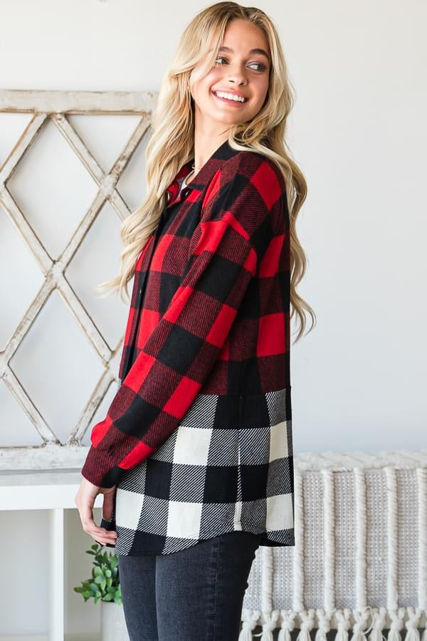 Festival Weather Stretchy Plaid Button Down-110 Long Sleeves- Simply Simpson's Boutique is a Women's Online Fashion Boutique Located in Jupiter, Florida