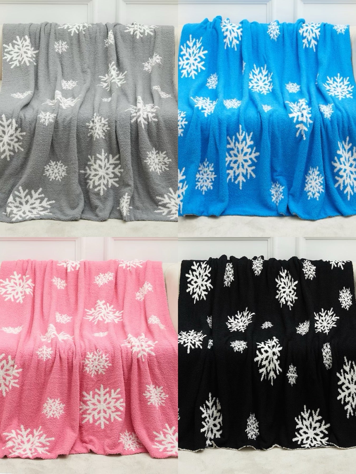 Reversible Snowflake Cloud Blankets-290 Home/Gift- Simply Simpson's Boutique is a Women's Online Fashion Boutique Located in Jupiter, Florida