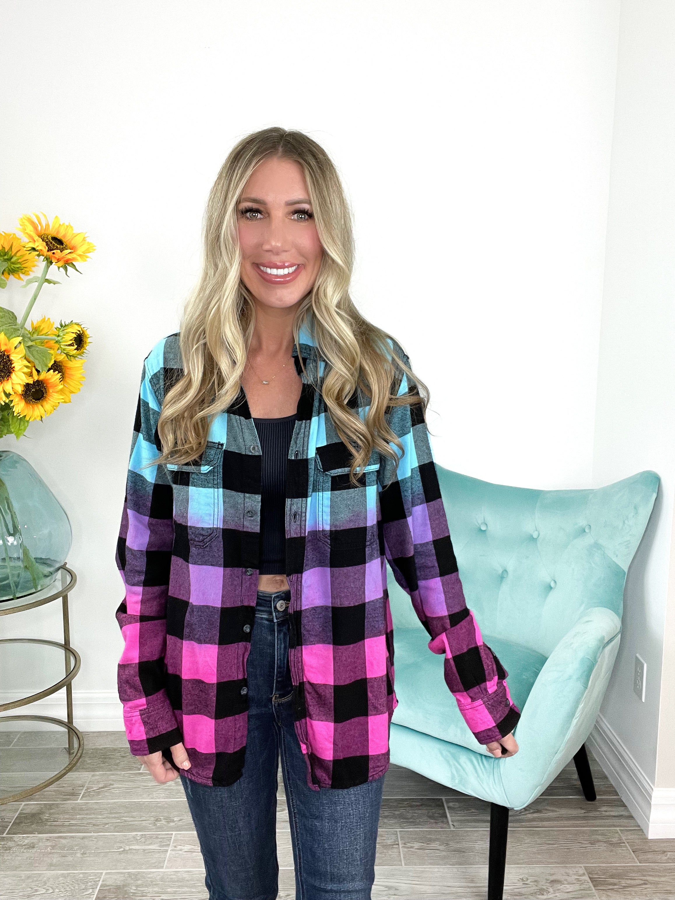 Preorder Cotton Candy Delight Flannel(Please Read Description)-180 Outerwear- Simply Simpson's Boutique is a Women's Online Fashion Boutique Located in Jupiter, Florida