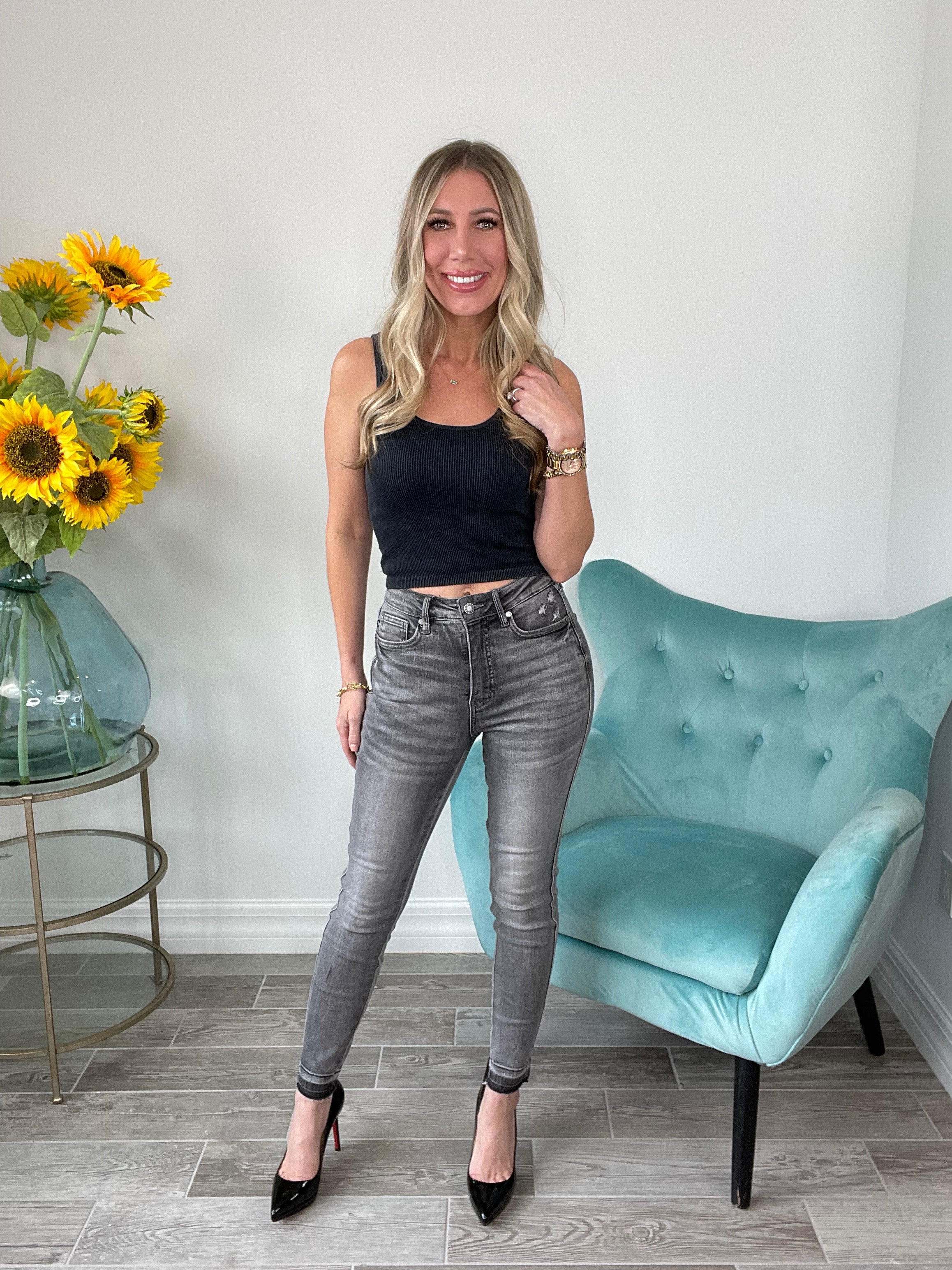 Judy Blue Grey Street Tummy Control Skinny Jeans-200 Jeans- Simply Simpson's Boutique is a Women's Online Fashion Boutique Located in Jupiter, Florida