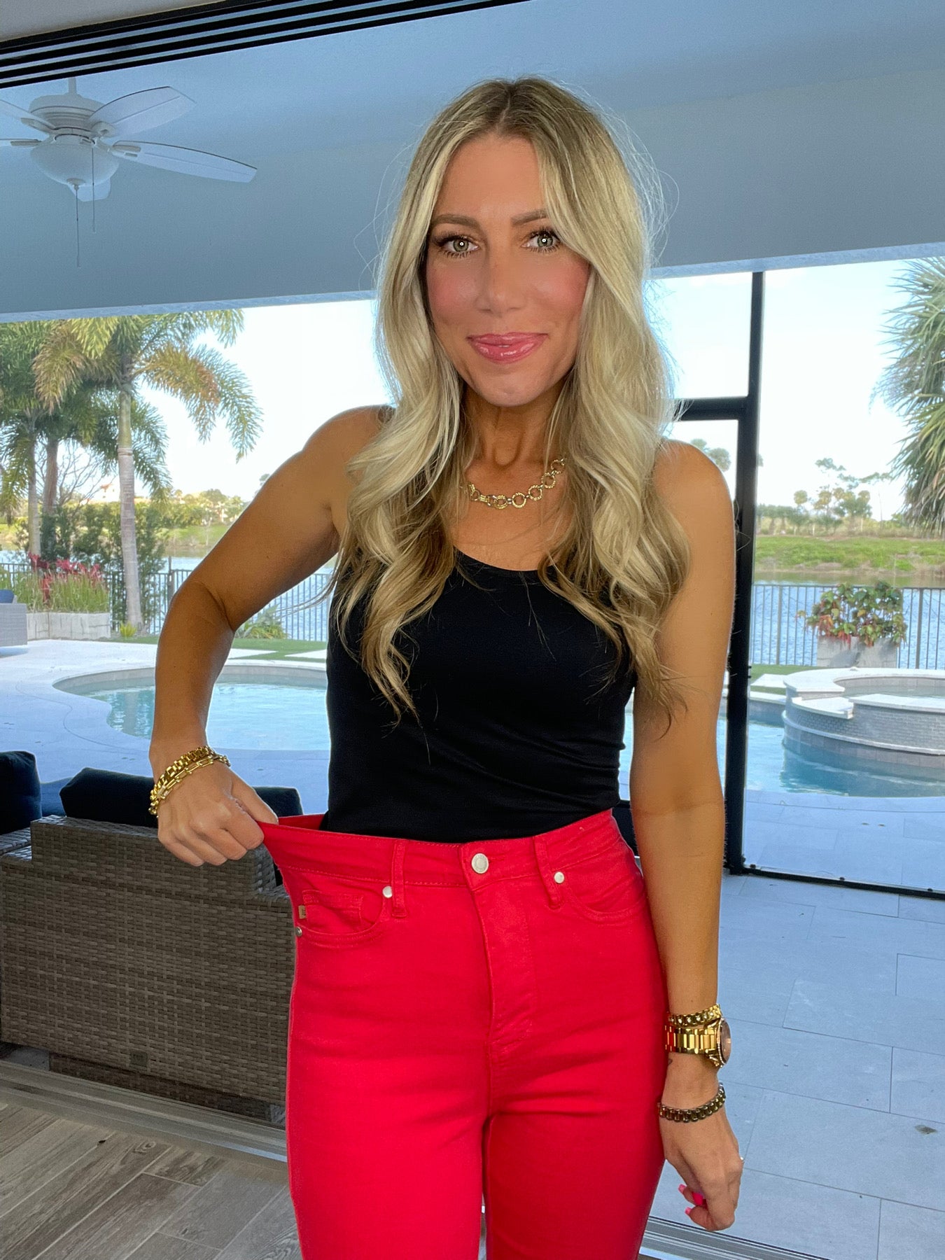 Judy Blue Red Tummy Control Flare Jeans-200 Jeans- Simply Simpson's Boutique is a Women's Online Fashion Boutique Located in Jupiter, Florida