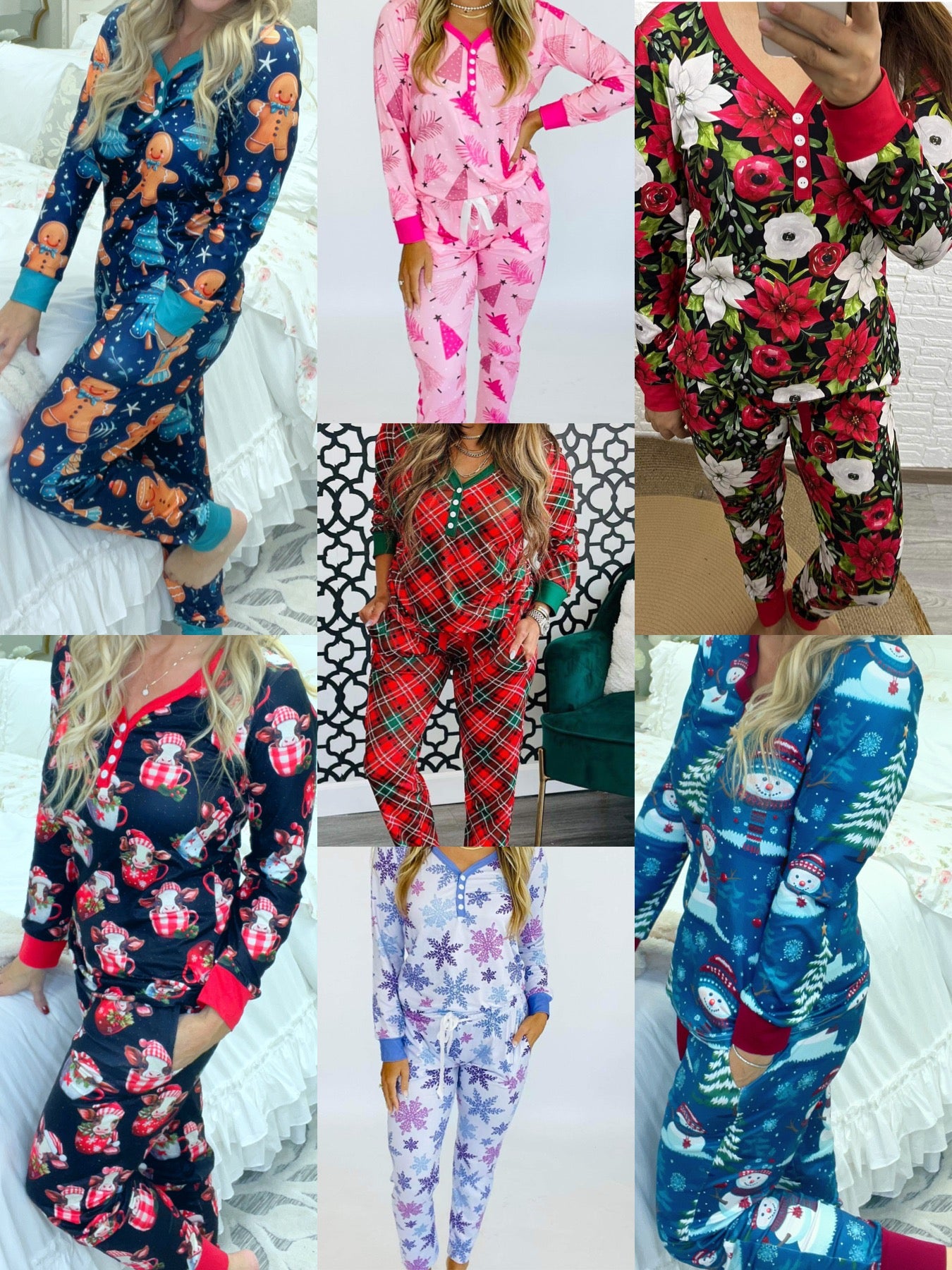 Shirley & Stone Holiday Pajamas-220 Lounge wear/Pajamas- Simply Simpson's Boutique is a Women's Online Fashion Boutique Located in Jupiter, Florida