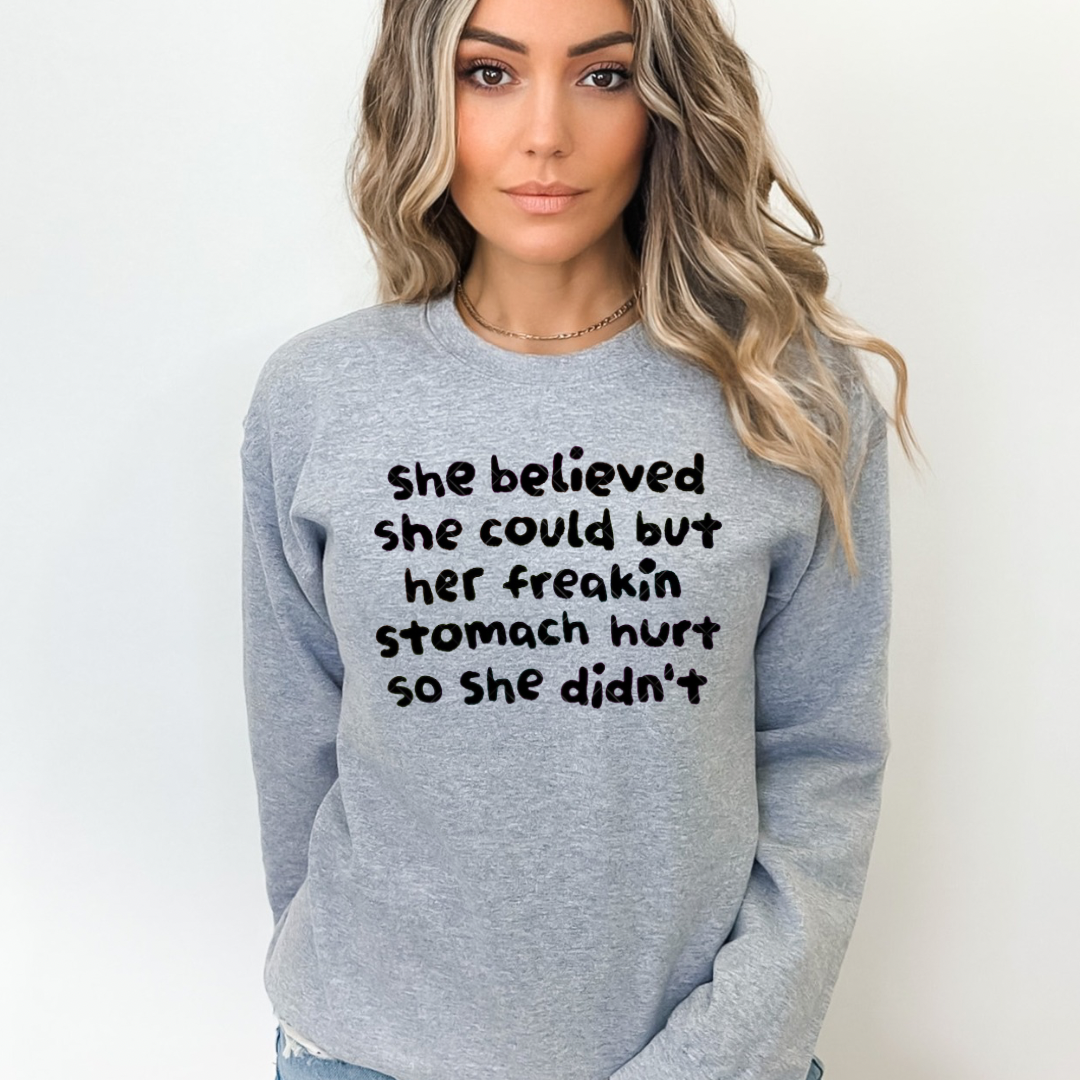 Her stomach hurt so she didnt-Graphic Tee- Simply Simpson's Boutique is a Women's Online Fashion Boutique Located in Jupiter, Florida