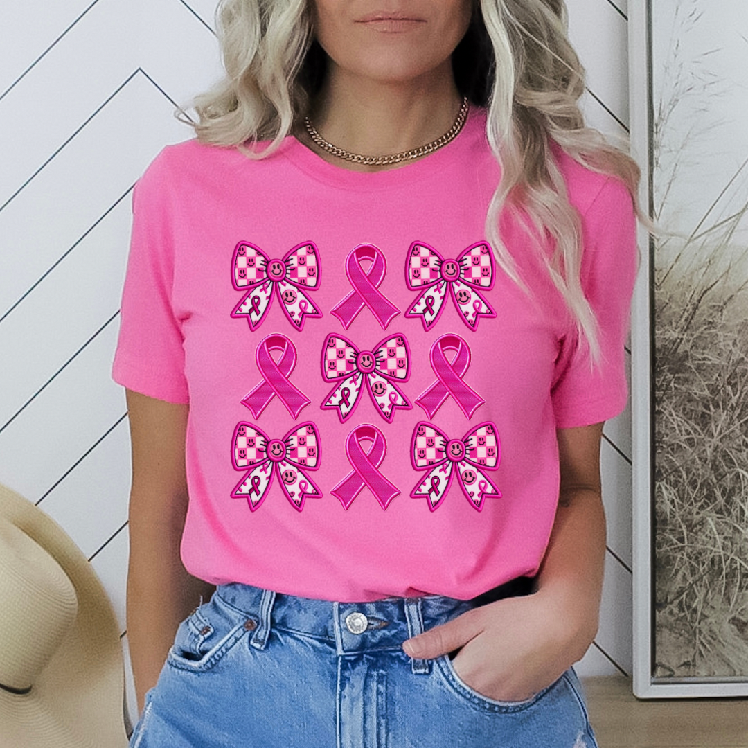 Faux embrodiery breast cancer awareness-Graphic Tee- Simply Simpson's Boutique is a Women's Online Fashion Boutique Located in Jupiter, Florida