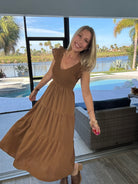 Flutter Sleeve Midi Dress-240 Dresses- Simply Simpson's Boutique is a Women's Online Fashion Boutique Located in Jupiter, Florida