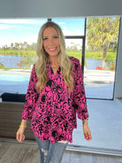 Dear Scarlett Hot Pink Lizzy-110 Long Sleeves- Simply Simpson's Boutique is a Women's Online Fashion Boutique Located in Jupiter, Florida