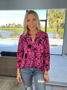 Dear Scarlett Hot Pink Lizzy-110 Long Sleeves- Simply Simpson's Boutique is a Women's Online Fashion Boutique Located in Jupiter, Florida