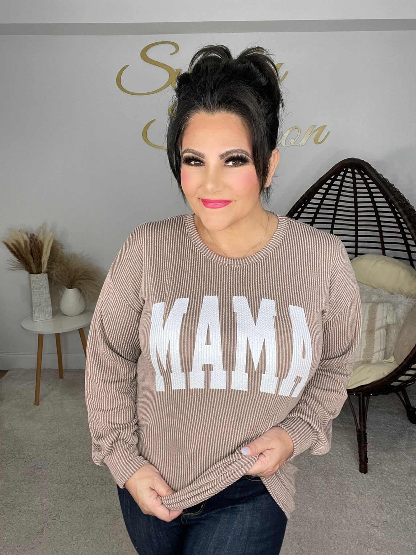 Mama Corded Sweatshirt-160 Sweatshirts- Simply Simpson's Boutique is a Women's Online Fashion Boutique Located in Jupiter, Florida