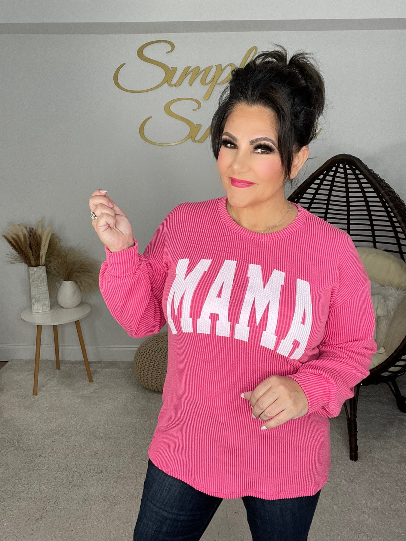 Mama Corded Sweatshirt-160 Sweatshirts- Simply Simpson's Boutique is a Women's Online Fashion Boutique Located in Jupiter, Florida