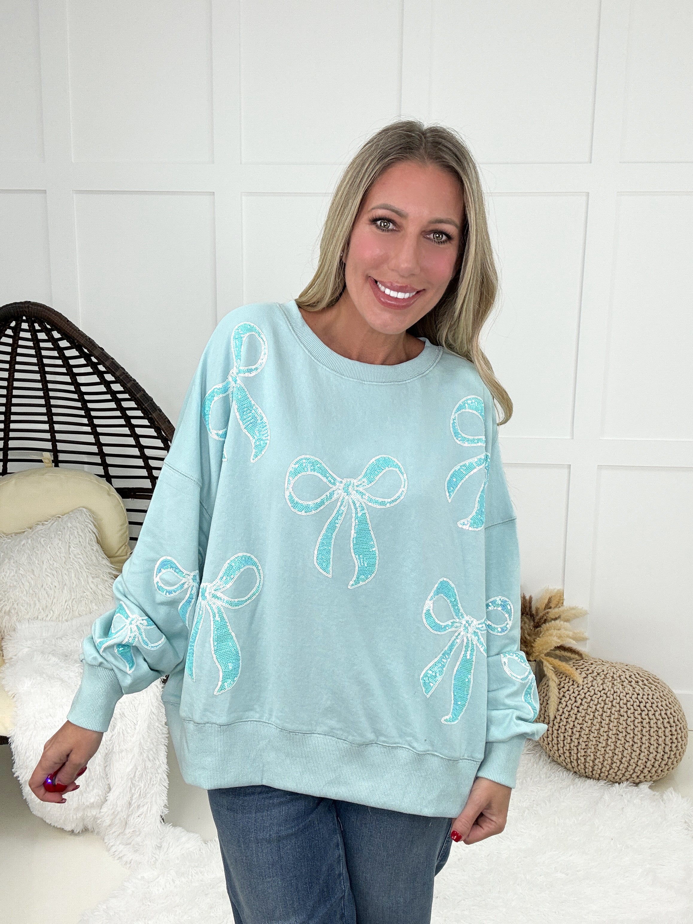 Bella Bows Sweatshirt-160 Sweatshirts- Simply Simpson's Boutique is a Women's Online Fashion Boutique Located in Jupiter, Florida