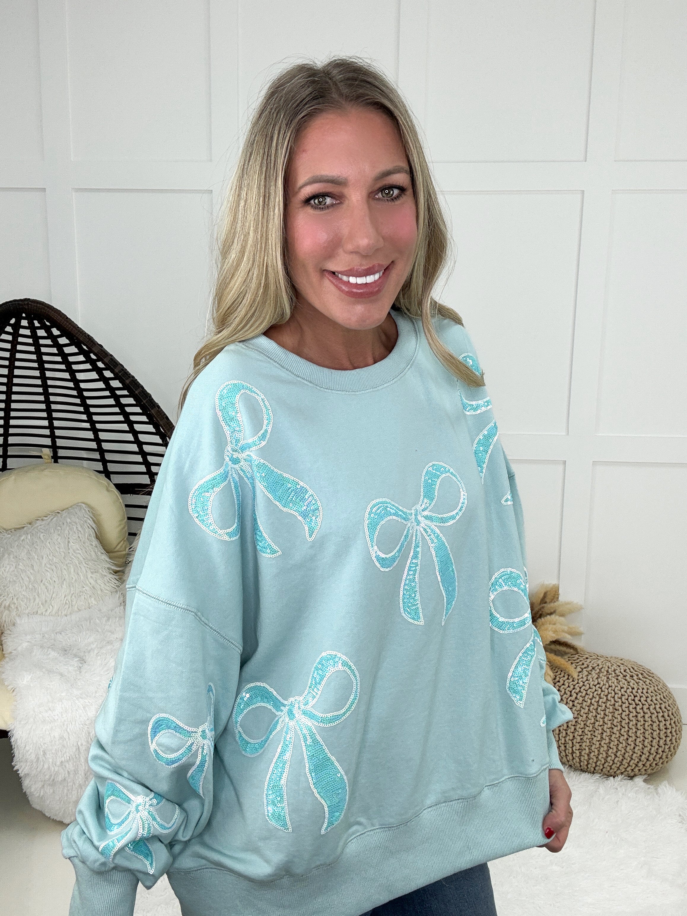 Bella Bows Sweatshirt-160 Sweatshirts- Simply Simpson's Boutique is a Women's Online Fashion Boutique Located in Jupiter, Florida