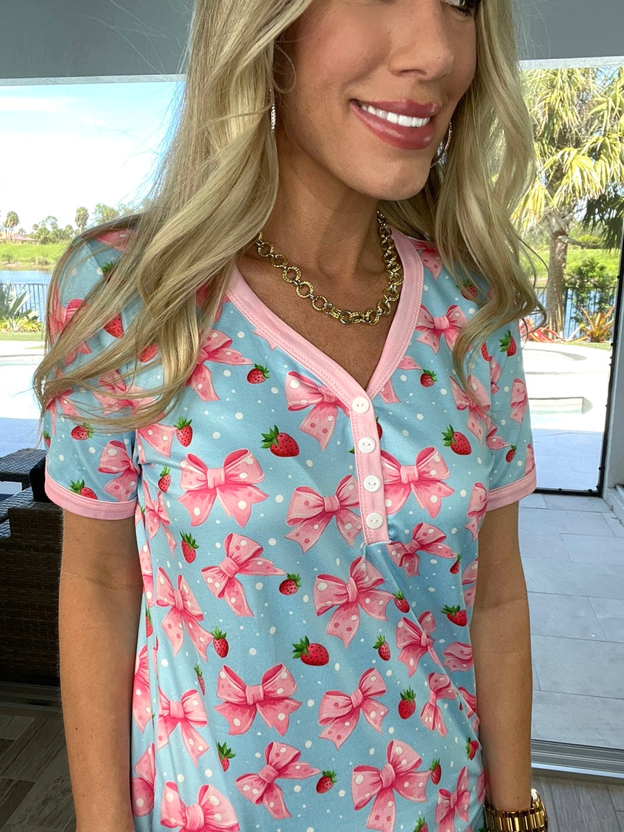 Preorder Shirley & Stone Short Sleeve Capri Pajamas(ETA March)-220 Lounge wear/Pajamas- Simply Simpson's Boutique is a Women's Online Fashion Boutique Located in Jupiter, Florida