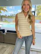 Palm Island Striped Sleeveless Zip Up Top-120 Sleeveless- Simply Simpson's Boutique is a Women's Online Fashion Boutique Located in Jupiter, Florida