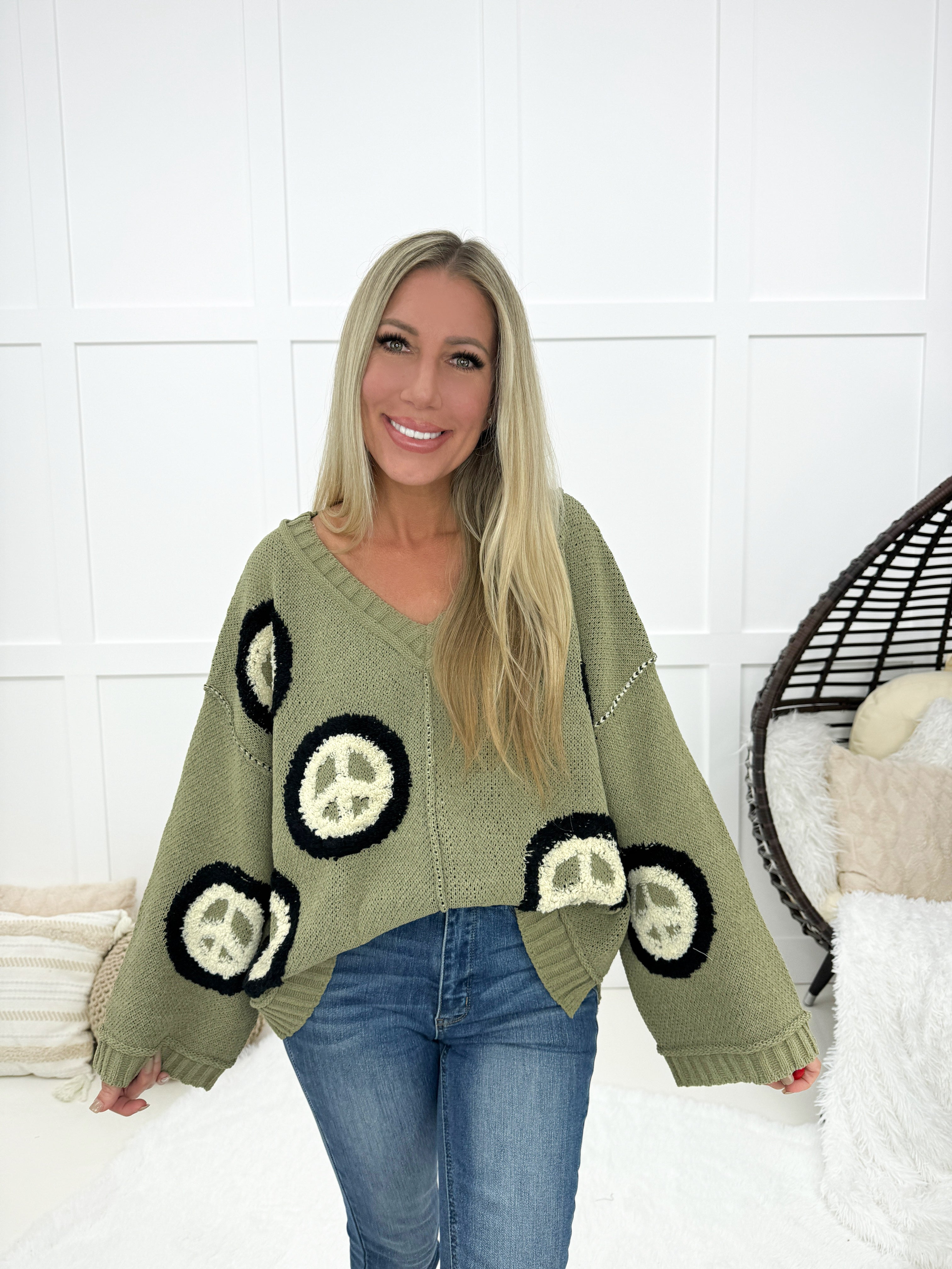 POL Peace and Love Sweater-150 Sweaters- Simply Simpson's Boutique is a Women's Online Fashion Boutique Located in Jupiter, Florida