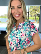 Dear Scarlett Floral Delight Short Sleeve Lizzy-100 Short Sleeves- Simply Simpson's Boutique is a Women's Online Fashion Boutique Located in Jupiter, Florida