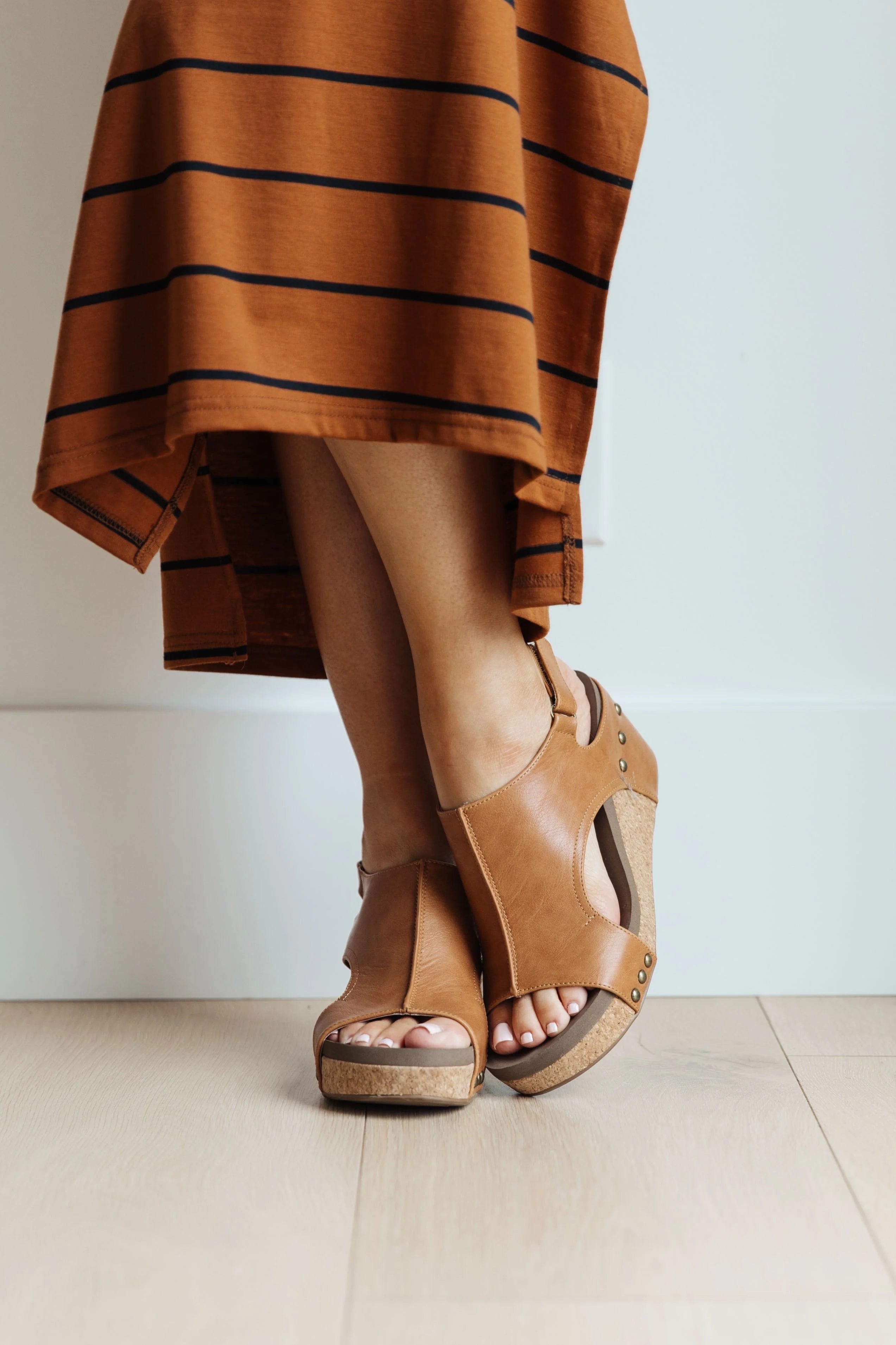 Corkys Smooth Cognac Carley Wedge-260 Shoes- Simply Simpson's Boutique is a Women's Online Fashion Boutique Located in Jupiter, Florida