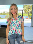 Dear Scarlett Floral Delight Short Sleeve Lizzy-100 Short Sleeves- Simply Simpson's Boutique is a Women's Online Fashion Boutique Located in Jupiter, Florida