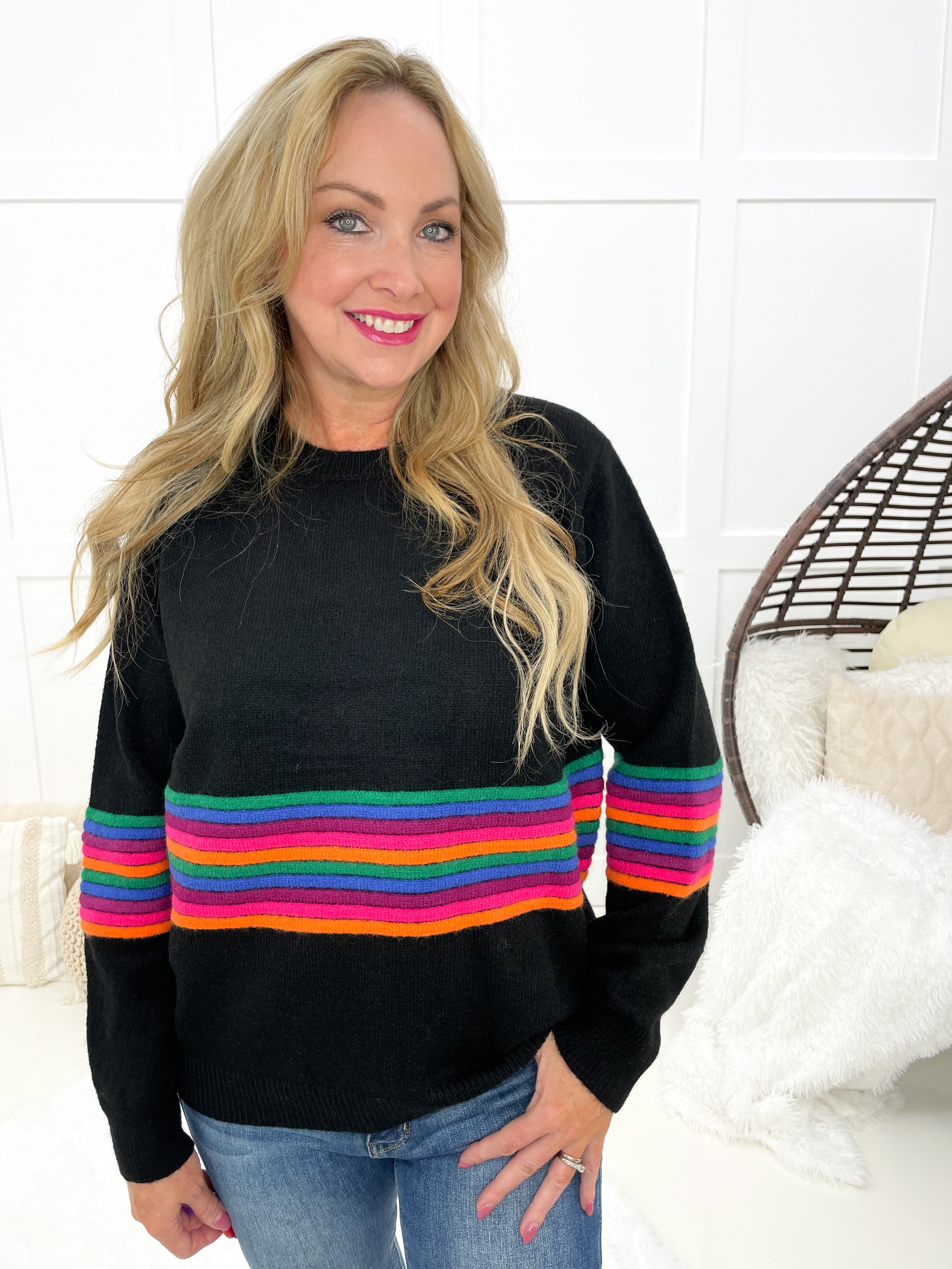 Electric Rainbow Sweater-150 Sweaters- Simply Simpson's Boutique is a Women's Online Fashion Boutique Located in Jupiter, Florida