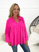 Pink Passion Babydoll Daisy Top-110 Long Sleeves- Simply Simpson's Boutique is a Women's Online Fashion Boutique Located in Jupiter, Florida