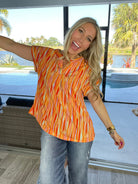 Dear Scarlett Fire Flames Short Sleeve Lizzy-100 Short Sleeves- Simply Simpson's Boutique is a Women's Online Fashion Boutique Located in Jupiter, Florida