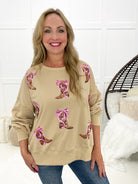 Dancing In My Boots Sweatshirt-160 Sweatshirts- Simply Simpson's Boutique is a Women's Online Fashion Boutique Located in Jupiter, Florida