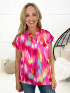 Dear Scarlett Pop Of Pink Short Sleeve Lizzy-100 Short Sleeves- Simply Simpson's Boutique is a Women's Online Fashion Boutique Located in Jupiter, Florida