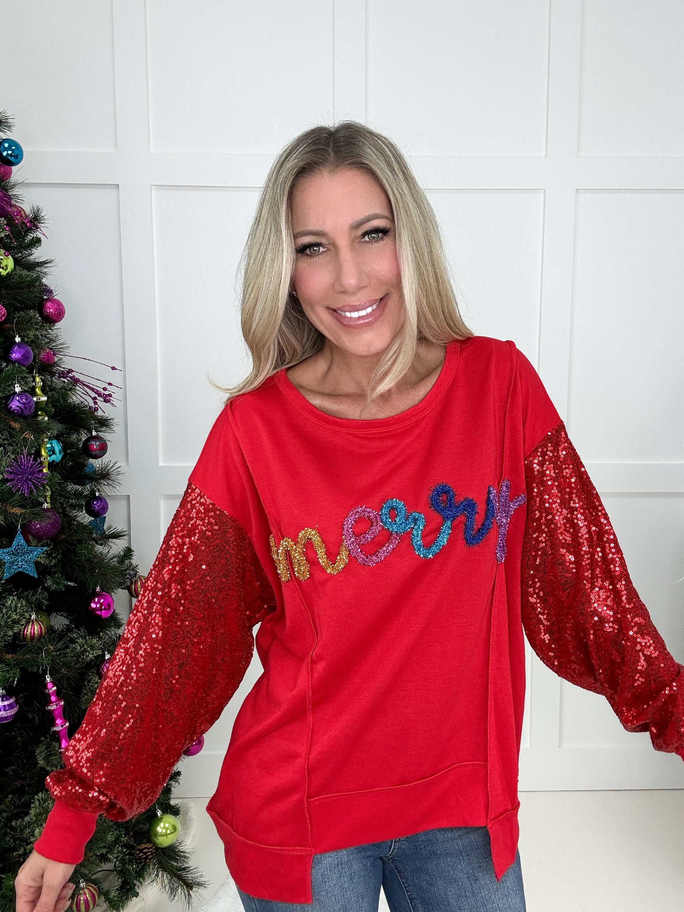 Merry Long Sleeve Top-110 Long Sleeves- Simply Simpson's Boutique is a Women's Online Fashion Boutique Located in Jupiter, Florida