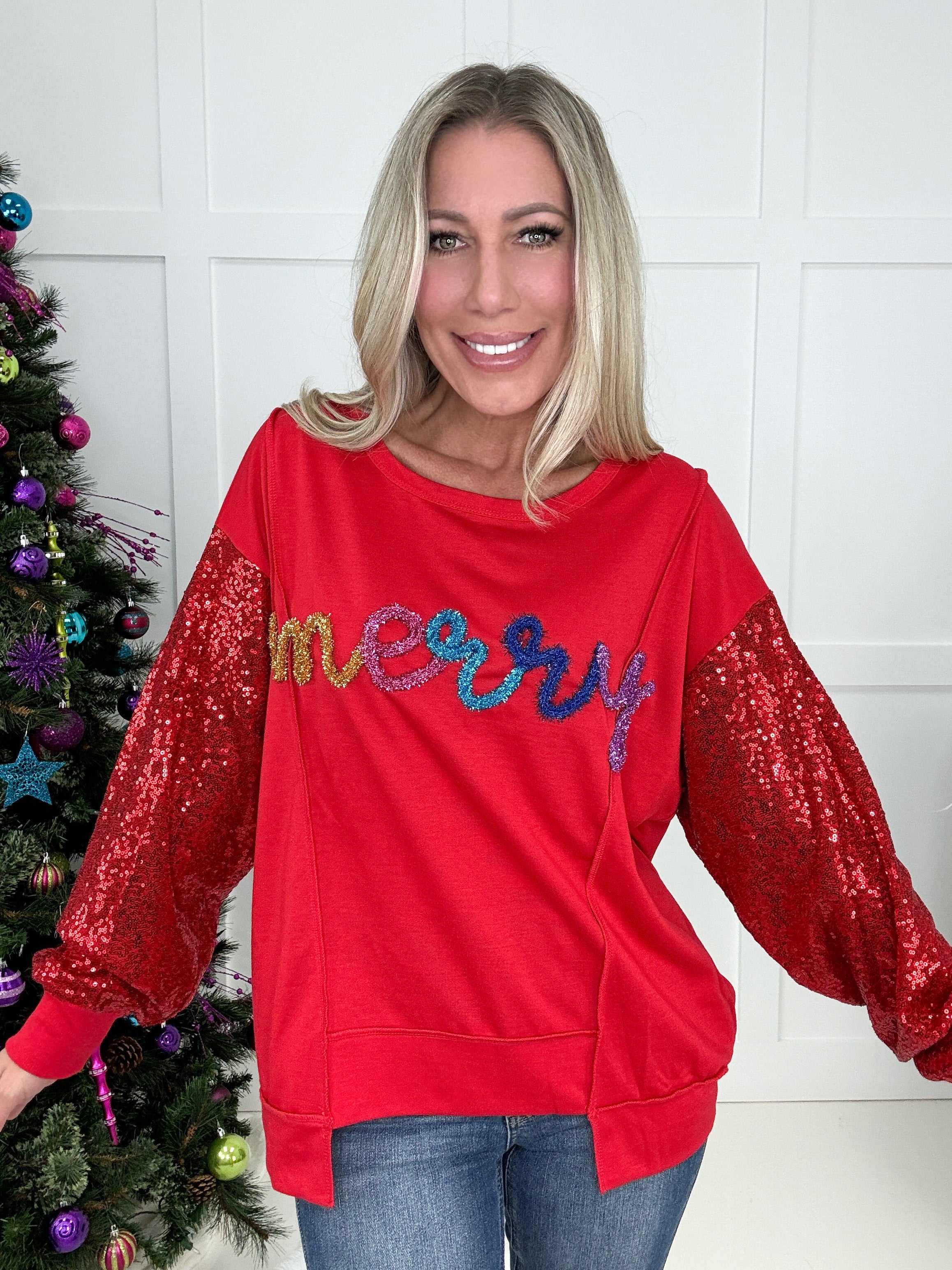 Merry Long Sleeve Top-110 Long Sleeves- Simply Simpson's Boutique is a Women's Online Fashion Boutique Located in Jupiter, Florida