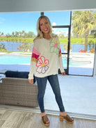 Pick Me Flowers & Stripes Sweater-150 Sweaters- Simply Simpson's Boutique is a Women's Online Fashion Boutique Located in Jupiter, Florida