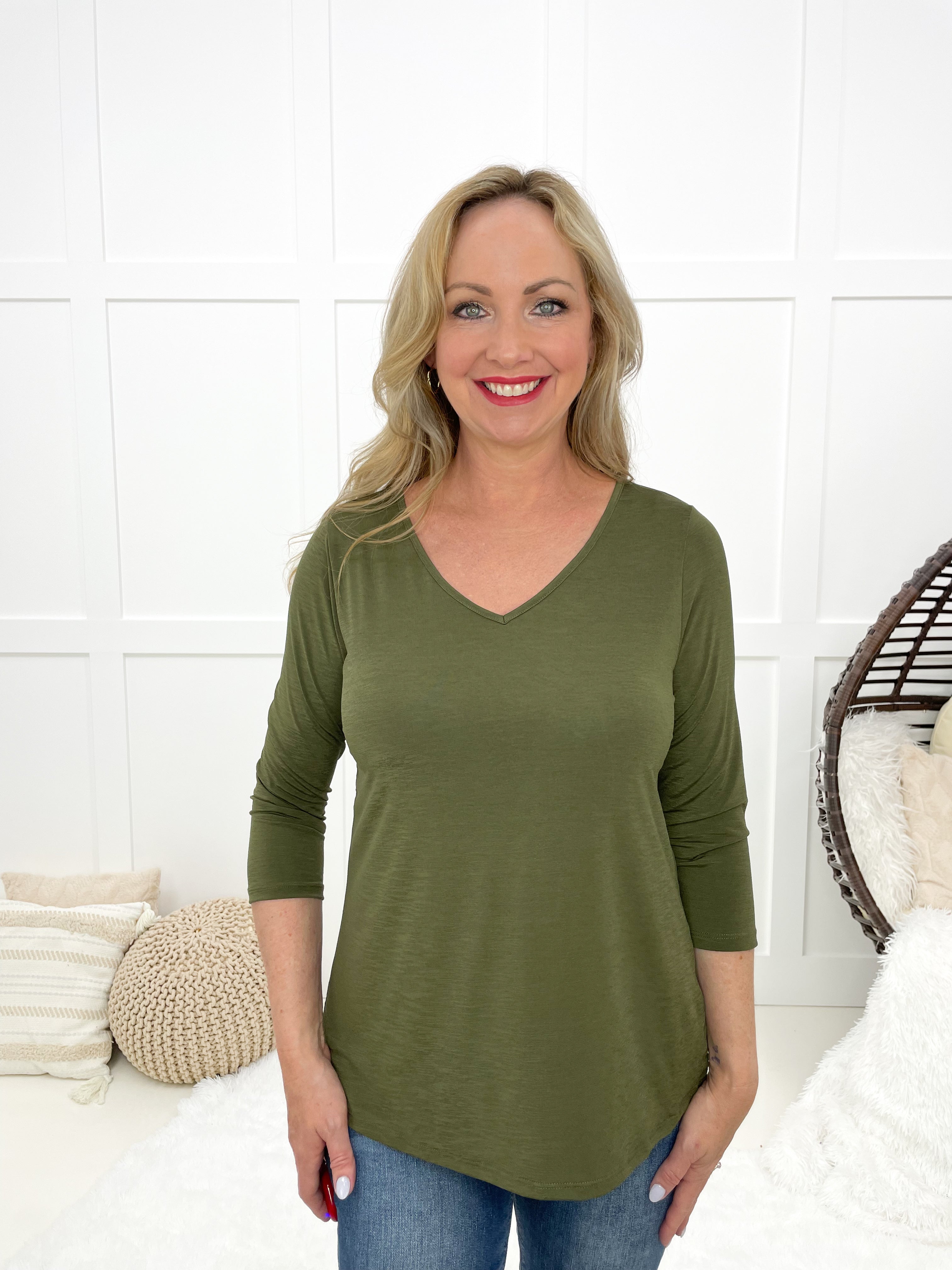 Dear Scarlett Time Of My Life V Neck Top-110 Long Sleeves- Simply Simpson's Boutique is a Women's Online Fashion Boutique Located in Jupiter, Florida