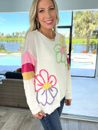 Pick Me Flowers & Stripes Sweater-150 Sweaters- Simply Simpson's Boutique is a Women's Online Fashion Boutique Located in Jupiter, Florida