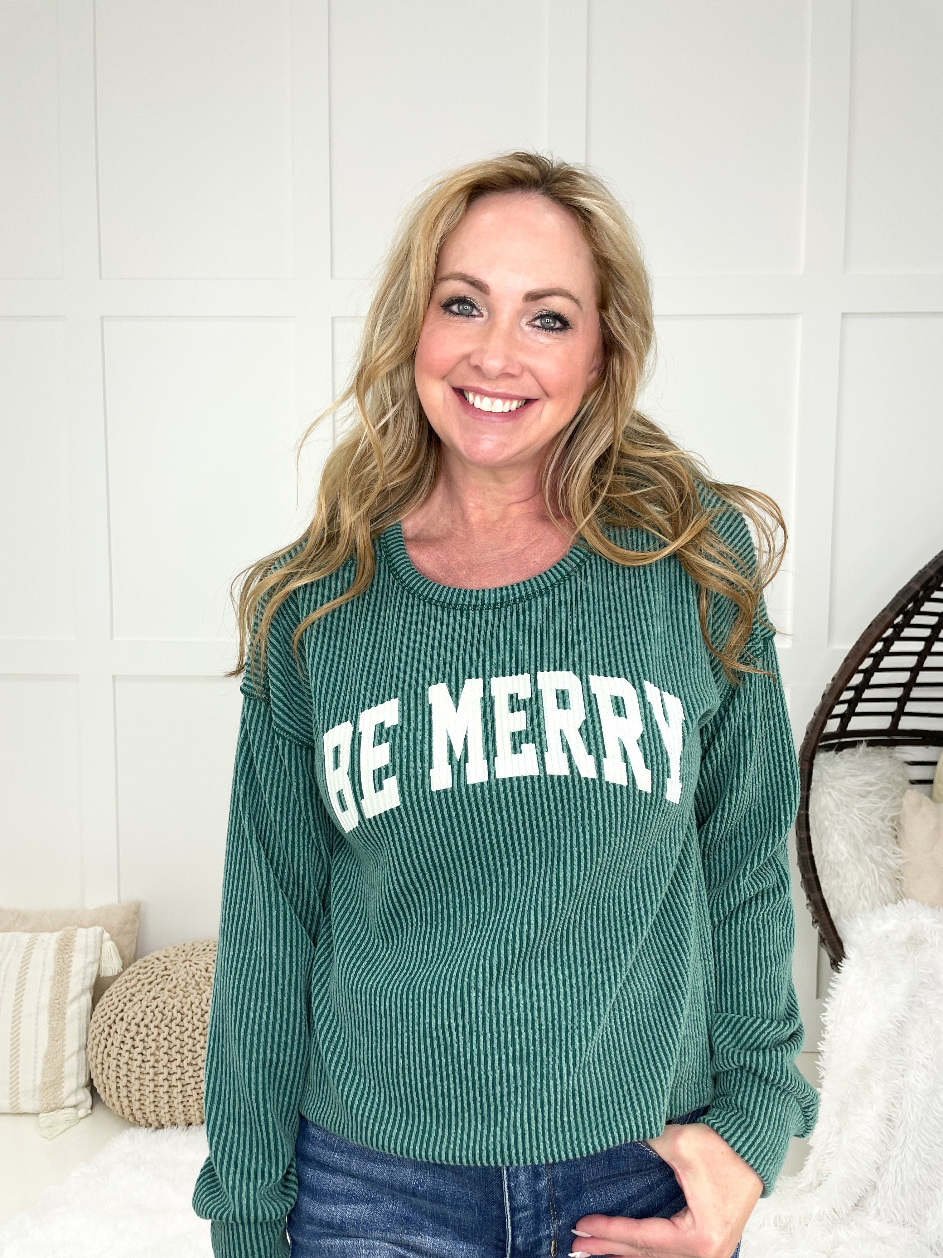 Be Merry Long Sleeve Top-110 Long Sleeves- Simply Simpson's Boutique is a Women's Online Fashion Boutique Located in Jupiter, Florida