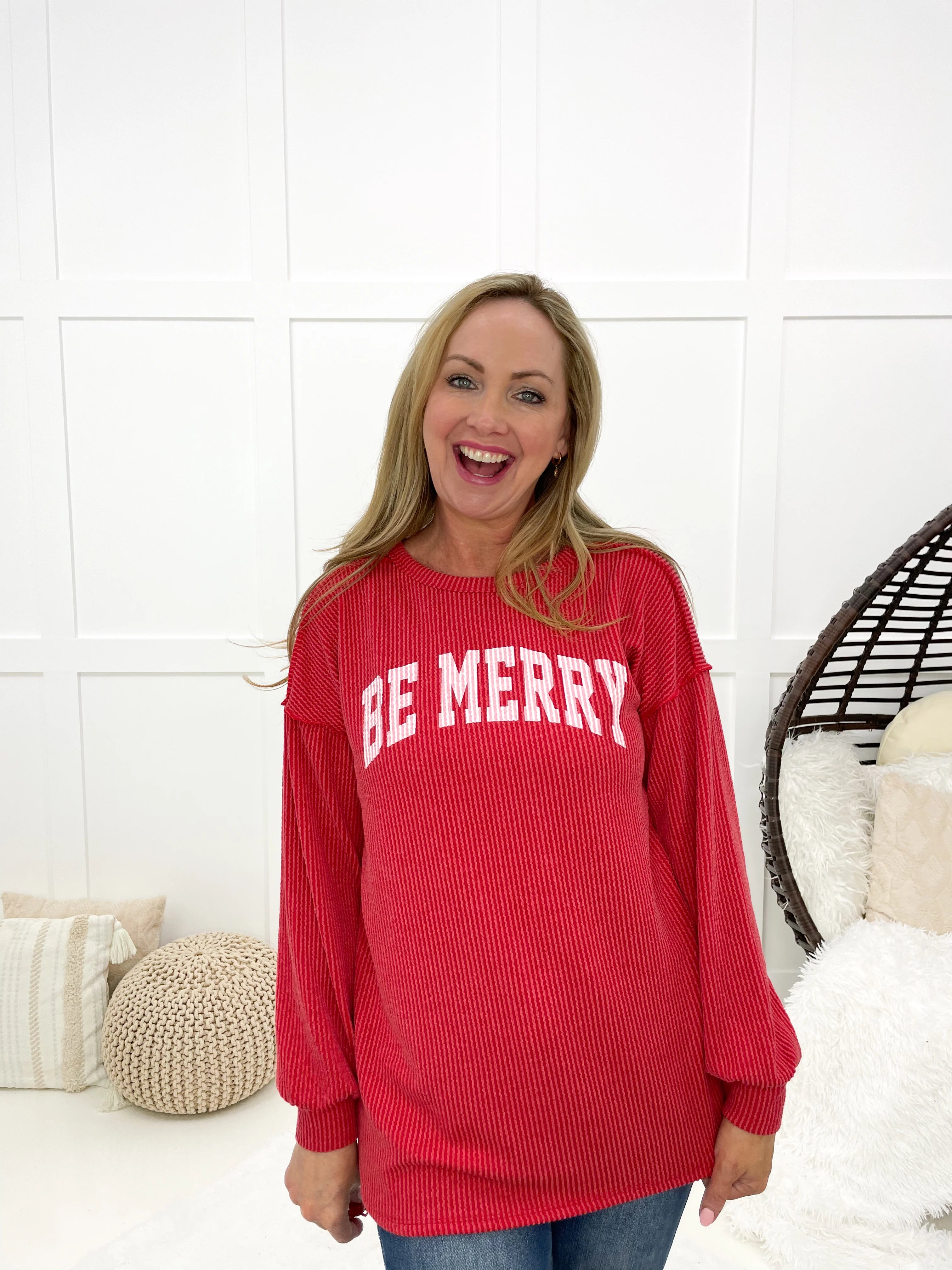 Red Be Merry Long Sleeve Top-110 Long Sleeves- Simply Simpson's Boutique is a Women's Online Fashion Boutique Located in Jupiter, Florida